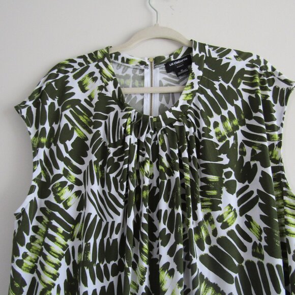 Liz Clairborne Career Women's Printed Top 1X Green Work Office Business Office - Picture 4 of 10